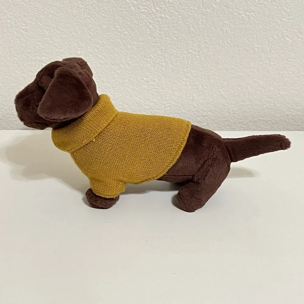 Jellycat Dachshund Yellow Sweater Sausage Dog Plush Stuffed Animal NO TUSH TAG